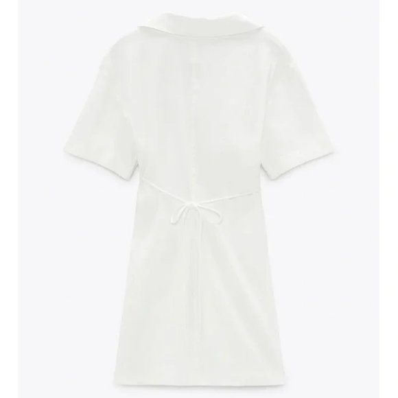 ZARA CutOut Linen Blend Collared Button Dress - Picture 14 of 15